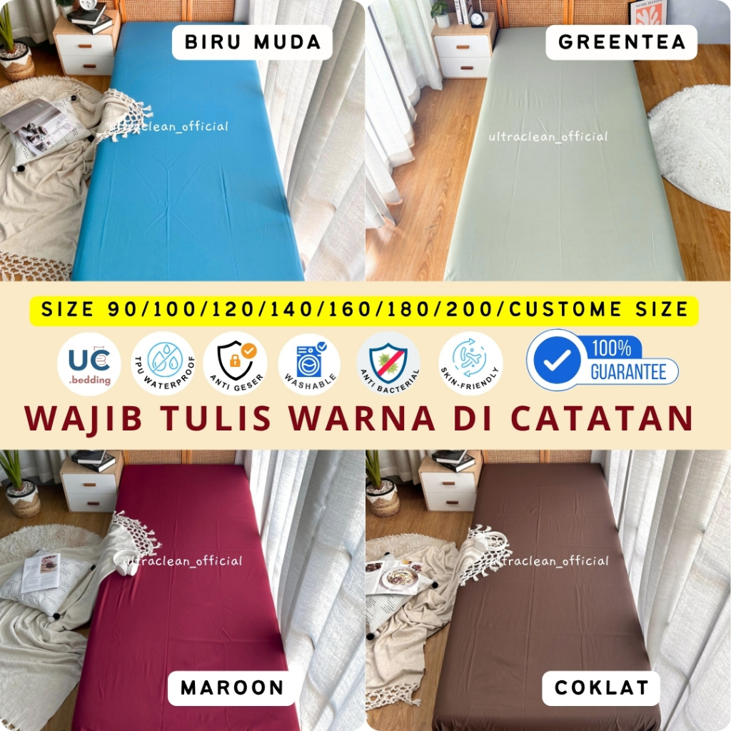 Sprei Waterproof Anti Geser Ukuran 90 120 140 160 180 200