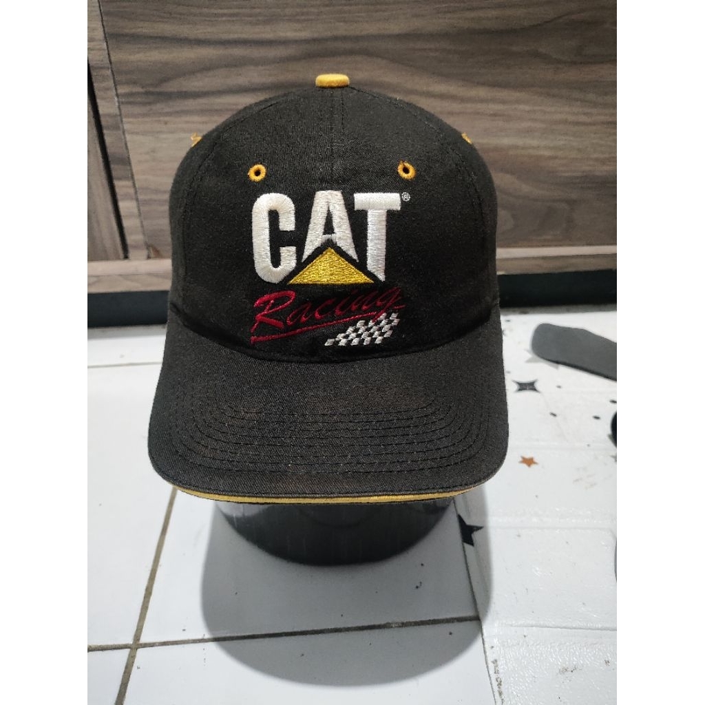 CAT Racing Topi Caterpillar Racing Nascar lawas strap embos youngan