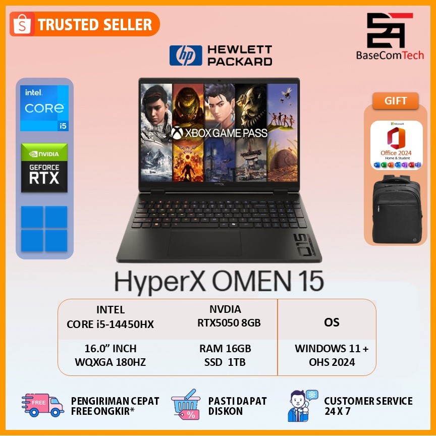 HP HyperX OMEN 15 GA0555TX RTX5050 i5 14450HX 16GB/1TB 15.3 inc WQXGA 180Hz