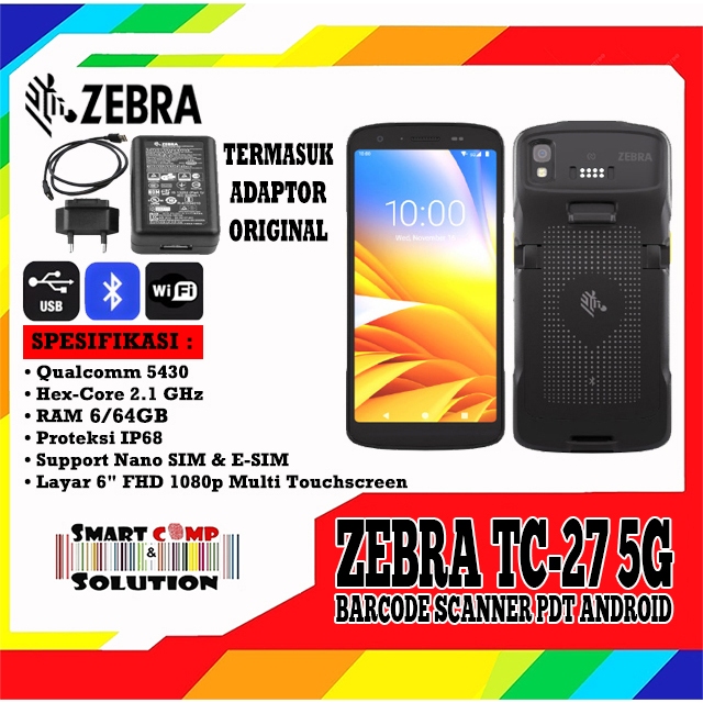 Barcode Scanner PDT Android 5G Zebra TC27 / TC-27 / TC 27 6/64GB Mobile Computer
