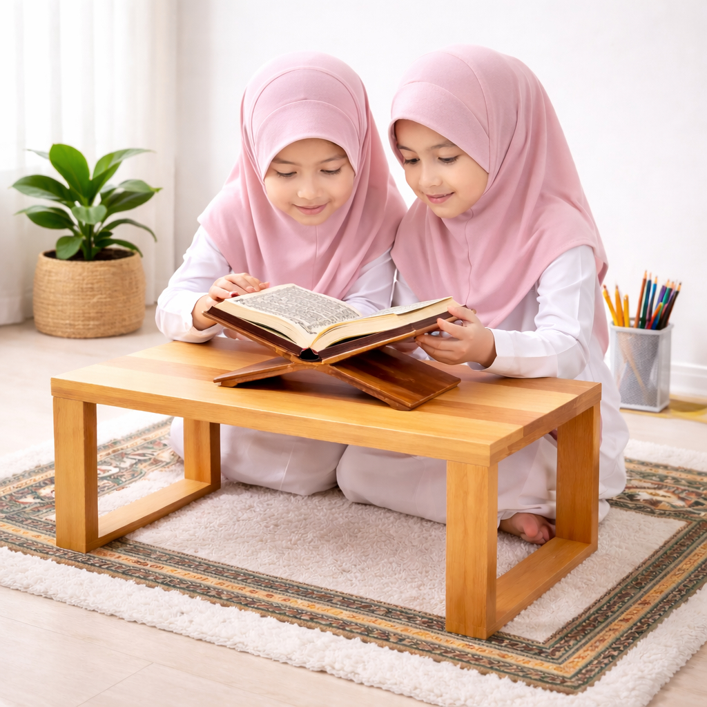 Meja Belajar Lesehan Kayu Solid 50cm | Meja Ngaji Anak Dewasa | Meja Laptop Kayu Jati Belanda & Kayu