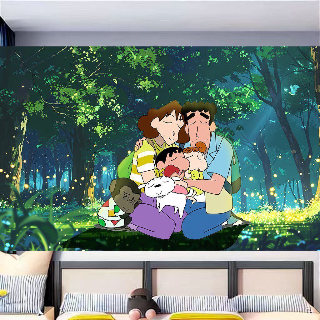 Latar Belakang Hiasan Dinding Wallpaper Kain Permadani, Stereo 3D Anime Crayon Shin-chan untuk Dekor