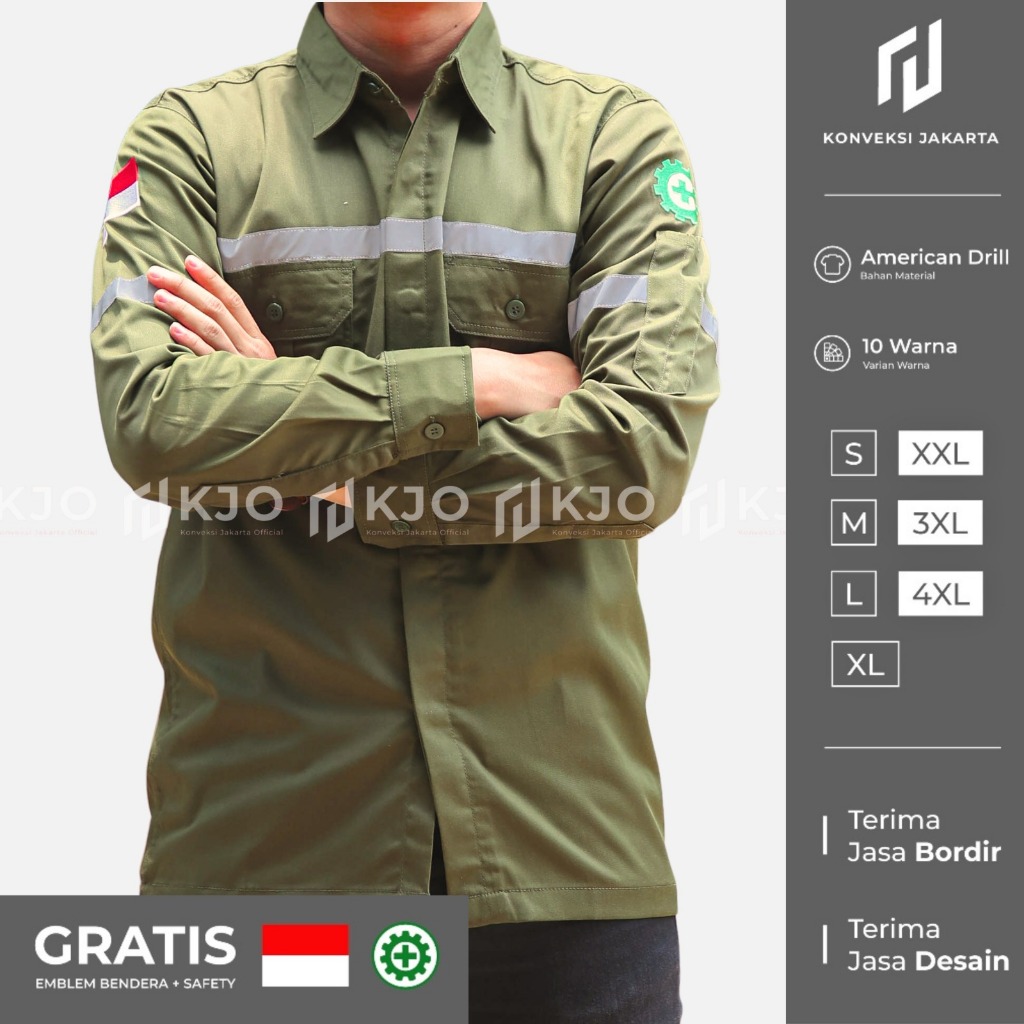 BEST SELLER BAJU WEARPACK KEMEJA SAFETY K3 PROYEK TAMBANG LENGAN PANJANG - PAKAIAN SERAGAM WERPAK