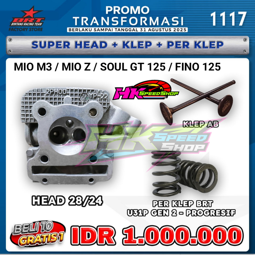 HEAD BRT CYLINDER HEAD PORTING CNC 28-24 30-25 MIO M3 / MIO Z / MIO S / X RIDE 125 / SOUL GT 125 / F