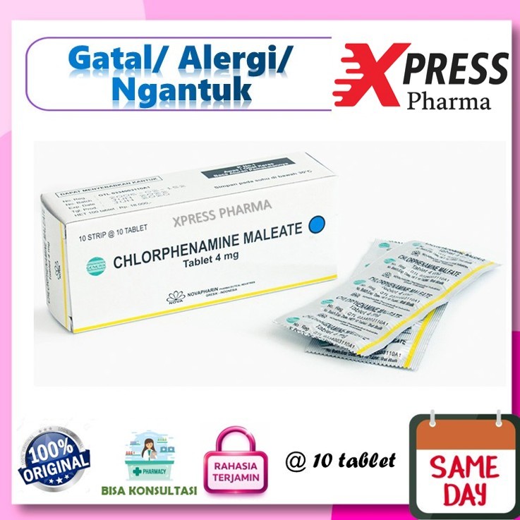 XPRESS  Chlorphenamine Maleate Nova STRIP ctm  4mg 4 mg Tablet Obat Alergi Gatal Ngantuk Tidur Chlor