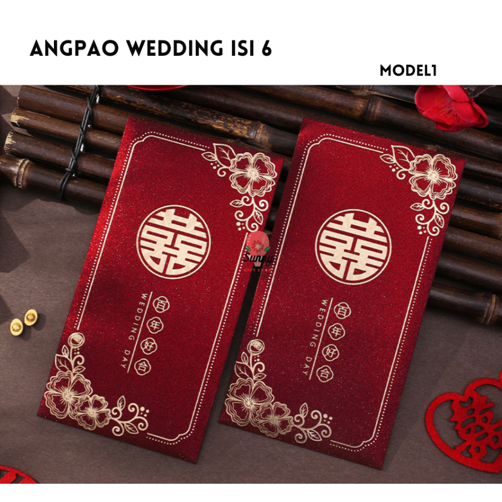 Angpao Wedding Premium isi 6pc / Angpao nikah / Angpao Shuang Xi Wedding Sangjit fuk / Angpao Shuang