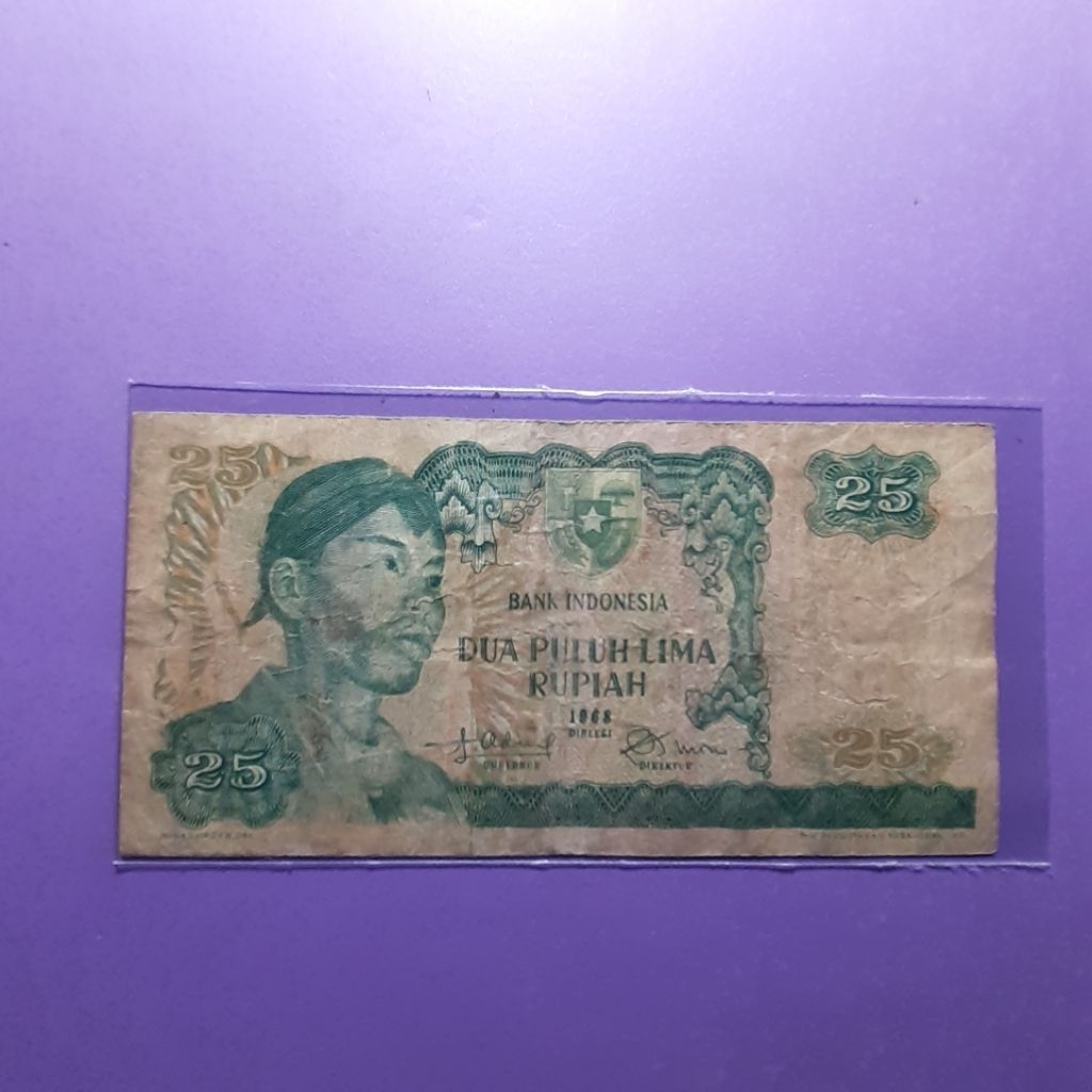 Uang kuno 25 rupiah seri sudirman tahun 1968