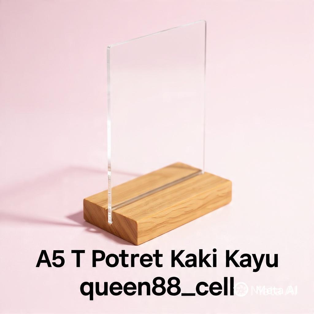 Akrilik Tempat Brosur/Tent Holder /Tent Card A5 Kaki Kayu
