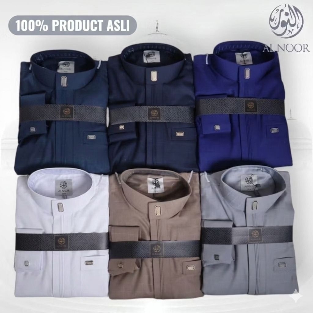 Jubah Pria Dewasa Al Noor Zahir Premium Katun TR Motif Gamis Saudi Kerah Tegak Manset Box Mewah Best