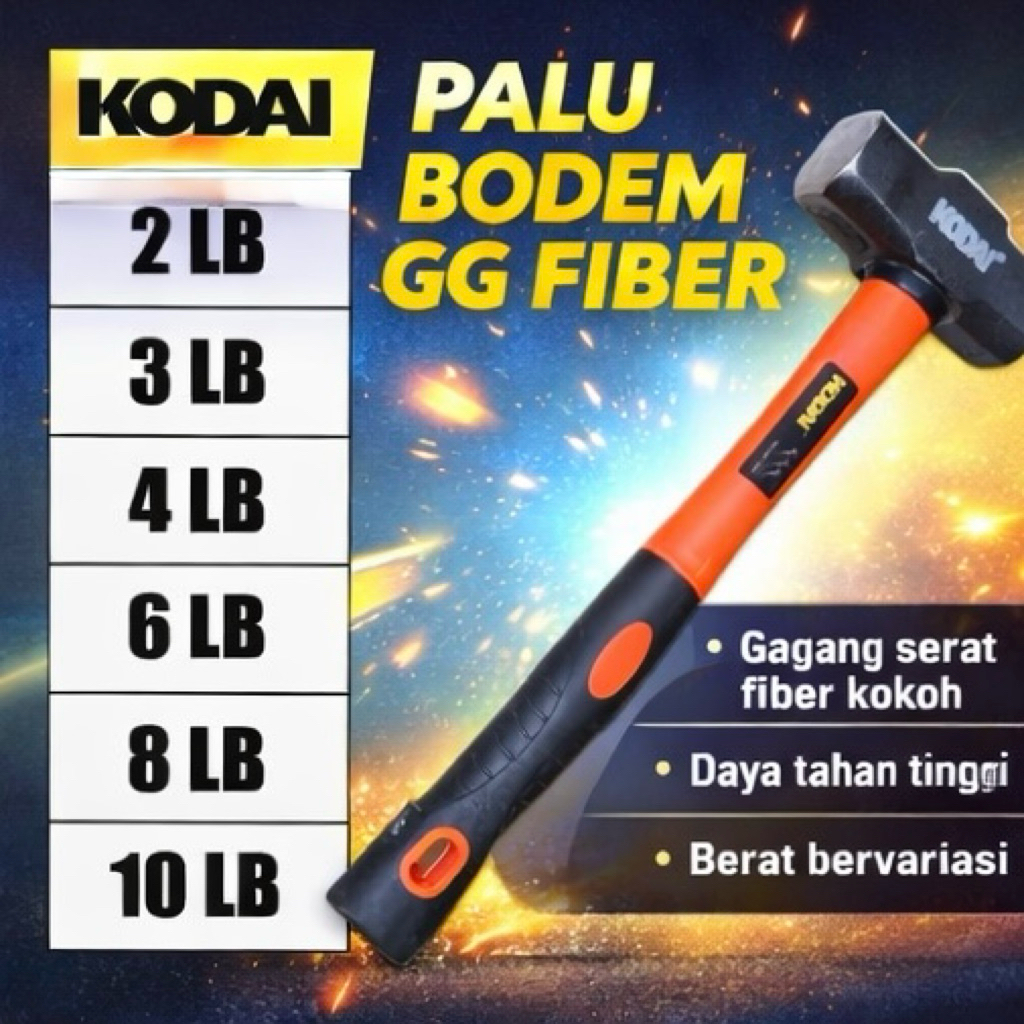 KODAI Palu Bodem Gagang Fiber | Palu Batu Tembok