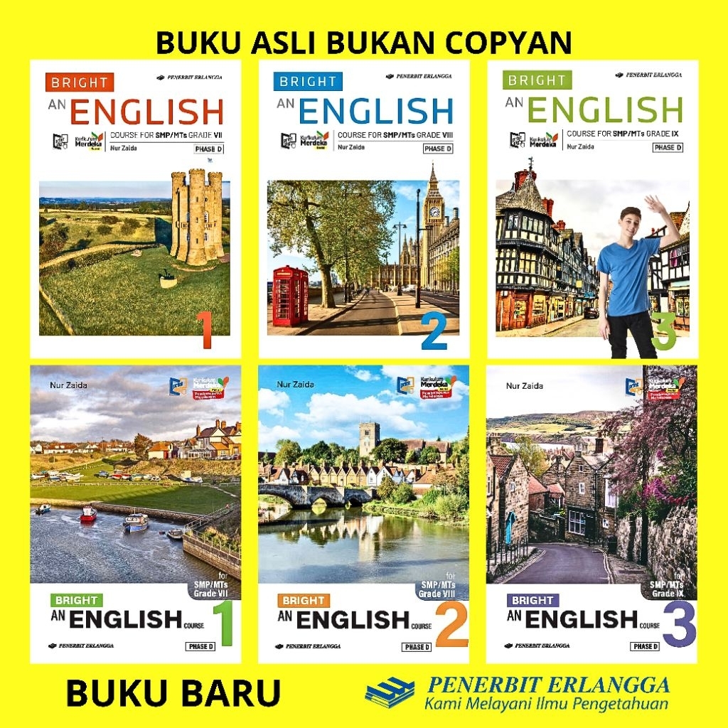 BRIGHT AN ENGLISH KELAS 7 8 9 SMP/MTs REVISI PM PENERBIT ERLANGGA KURIKULUM MERDEKA - BUKU KLS 1 2 3