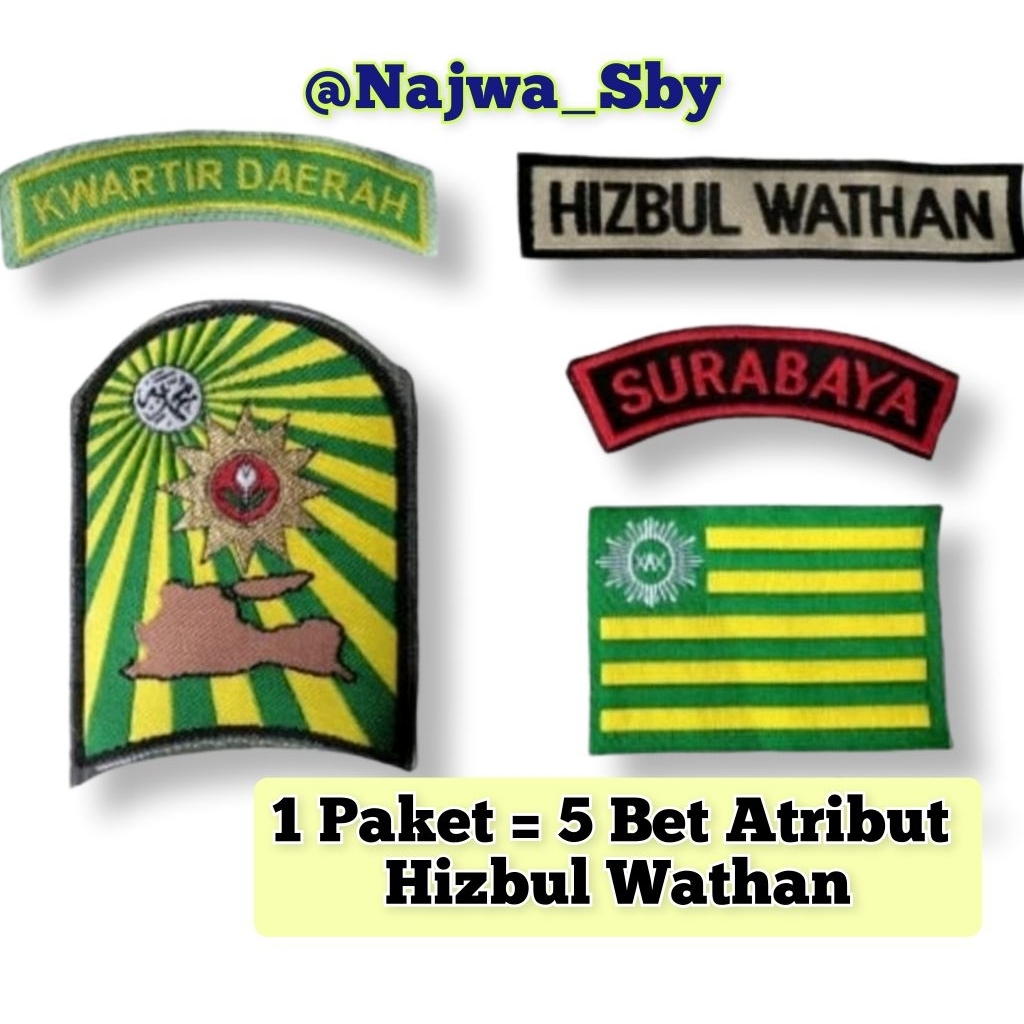 ( 1 PAKET = 5 Bet Atribut Seragam Hizbul Wathan ) Bet / Badge ATRIBUT SERAGAM HW  " HIZBUL WATHAN "