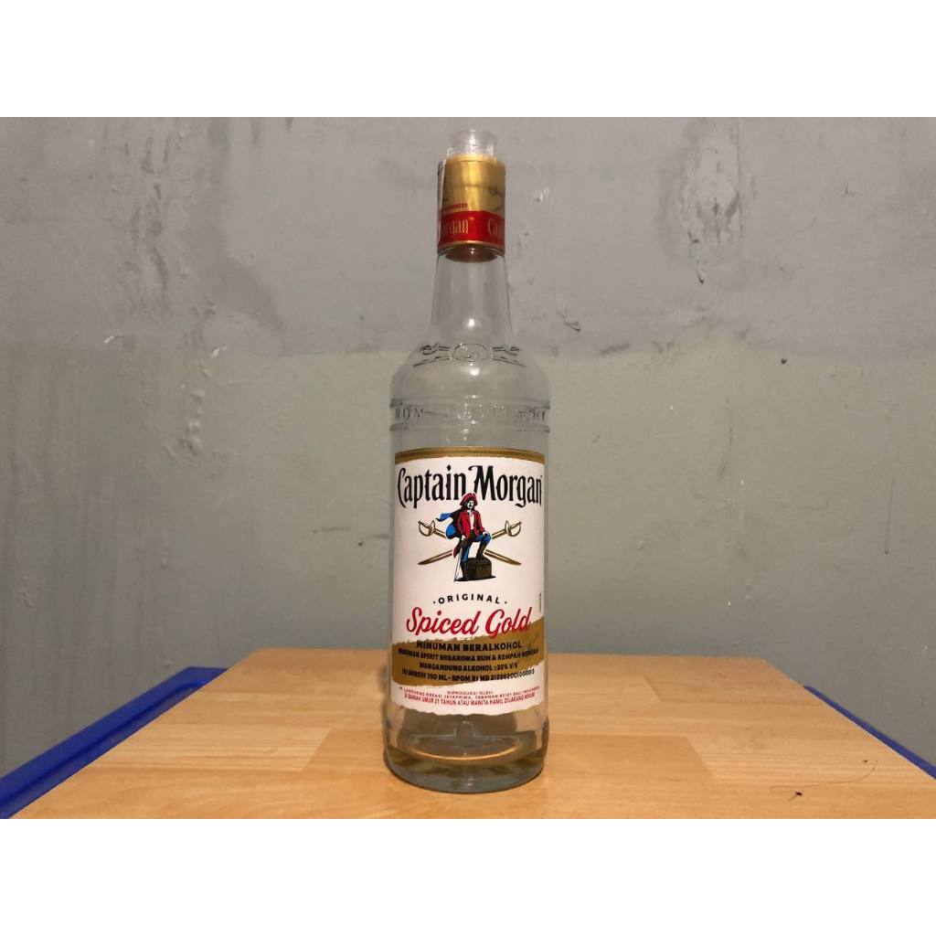 Botol Minuman Bekas Captain Morgan Kaca Original | Pajangan Estetik Koleksi & Dekorasi Rumah, Kafe, 