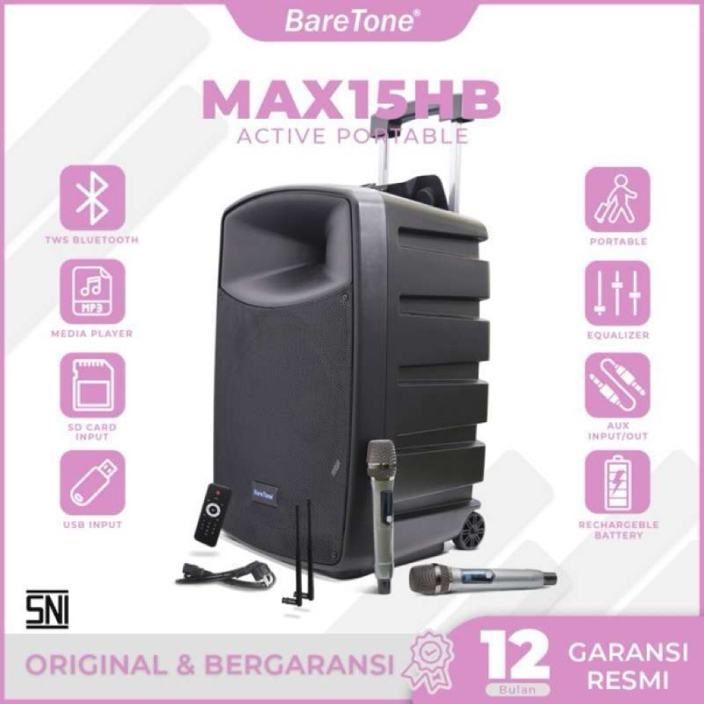 Speaker Aktif Baretone 15HB 15 Inch Bluetooth Powerfull Bass Kencang Sound System Event Hajatan Masj