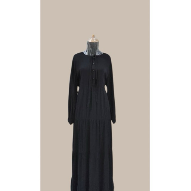 gamis wanita hitam polos bahan twill Brand agape88