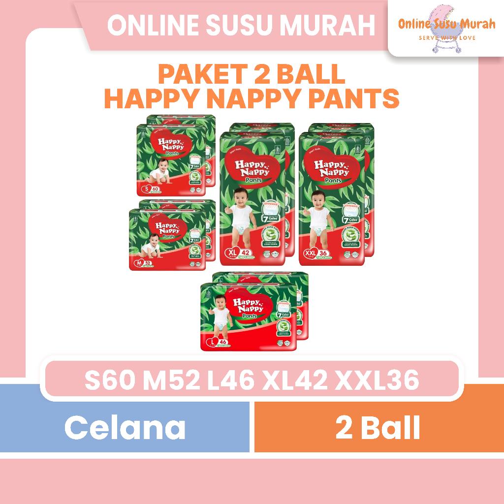 HAPPY NAPPY SMART PANTS PAKET 2 BALL S60 M52 L46 XL42 XXL36 POPOK CELANA S60 M52 L46 XL42 XXL36 PPKS