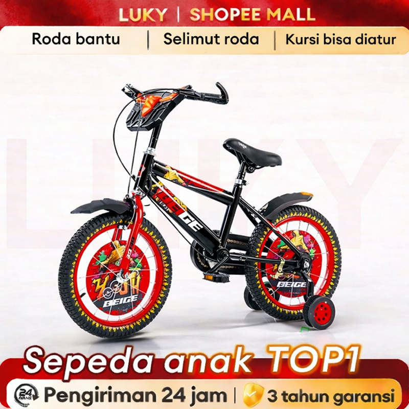 LUKY Sepeda anak Tahun Lipat Ringan Roda latihan yang menyala Usia 3 - 12 tahun