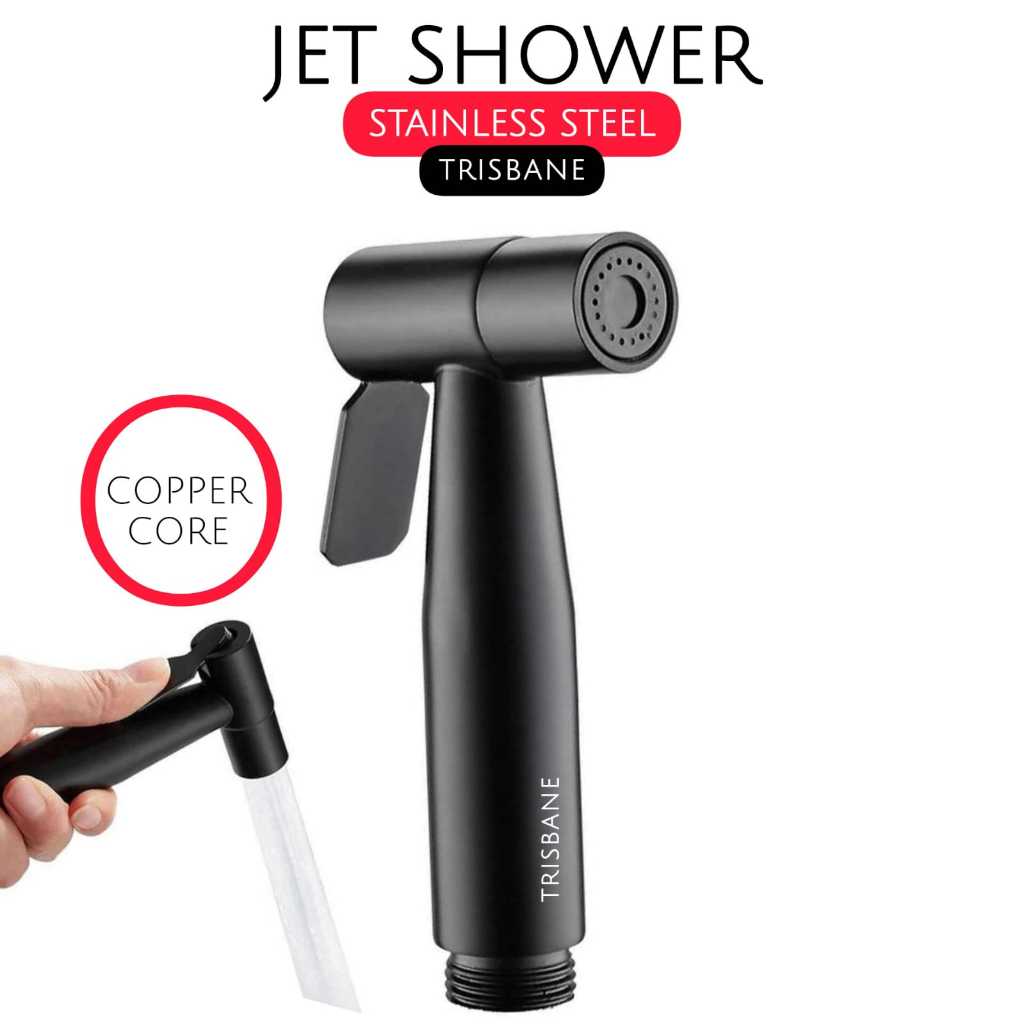 Jet Shower Cebok Bertekanan Tinggi Semprotan WC Bidet Stainless Steel Black Premium