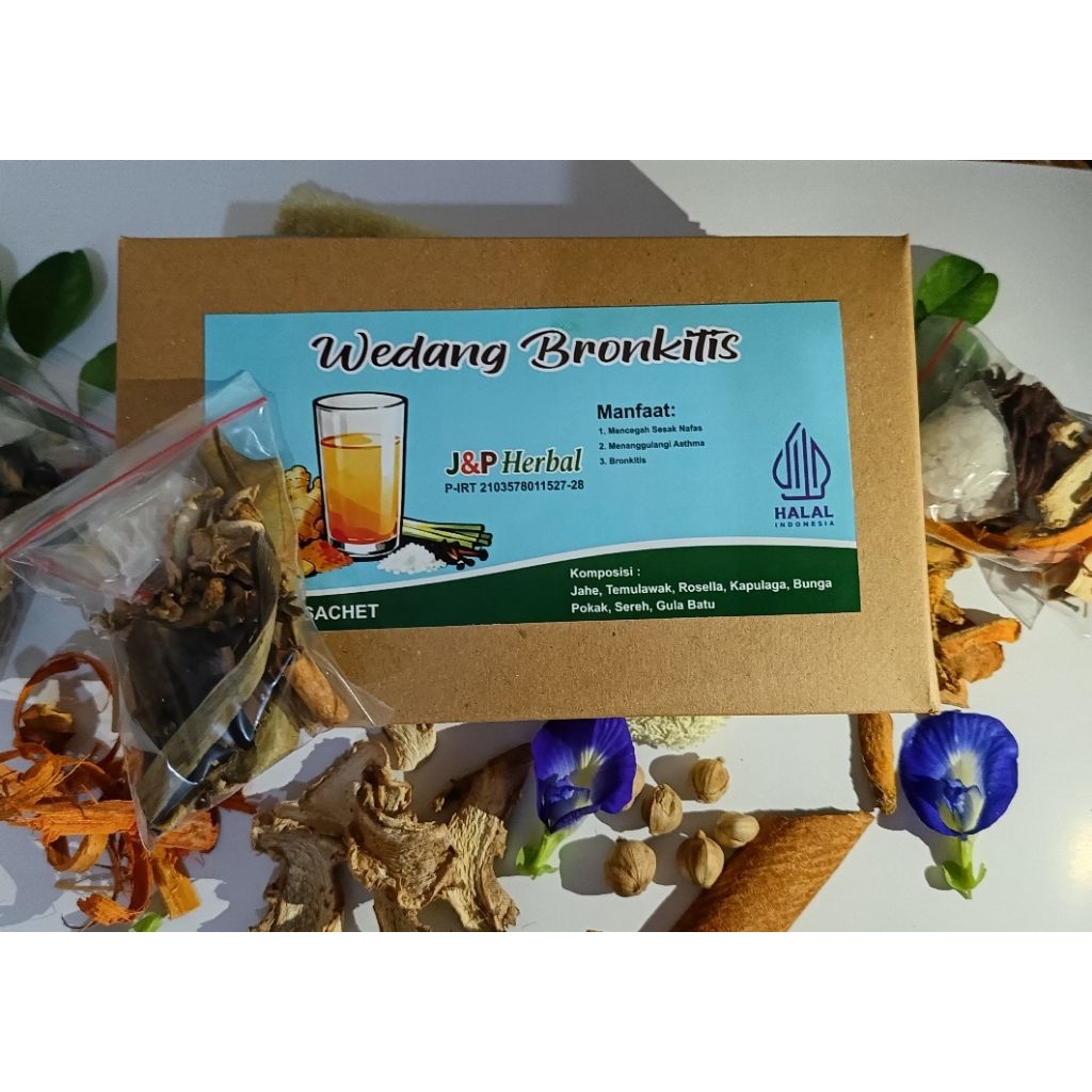 Wedang rempah bronkitis 10 bungkus premium J&P herbal komplit dengan gula batu