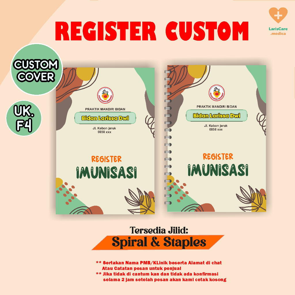 Buku Register Cover Custom Nama, Buku Bidan Custom Cover, Buku Administrasi