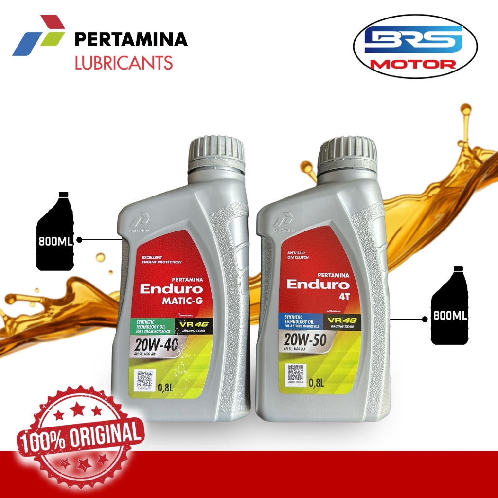 Oli Pertamina Enduro 20W40 20W50 800ml Matic Manual Oli Motor Original VR46