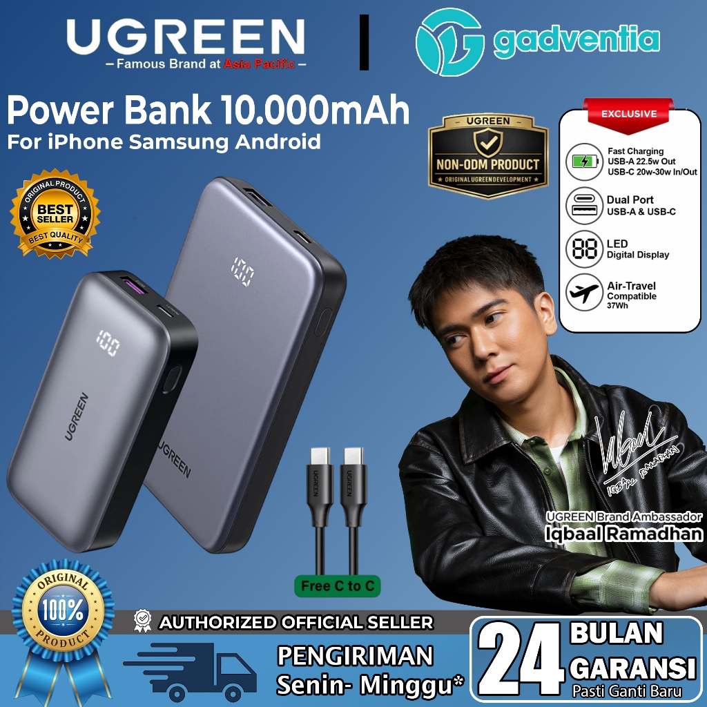 UGREEN Powerbank 10000 20000 mAh Fast Charging 20W 30W PD Type C QC3.0 22.5W Power Bank CCC 75131B