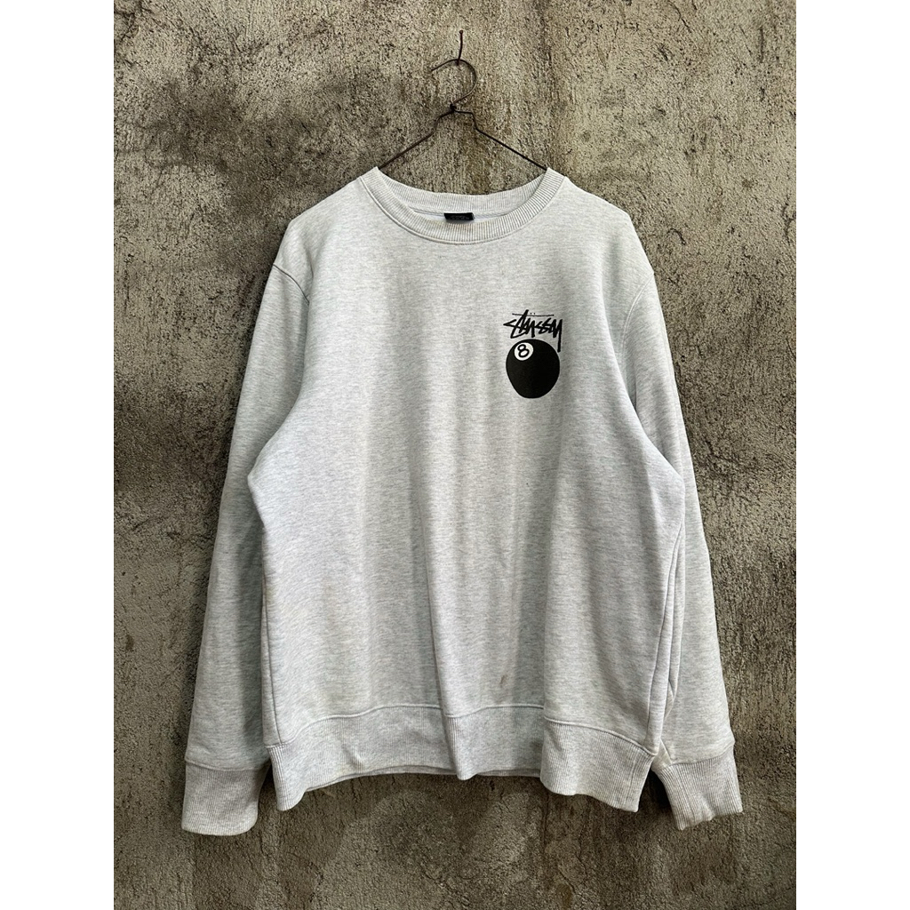 STUSSY 8 BALL CREWNECK ASH HEATHER