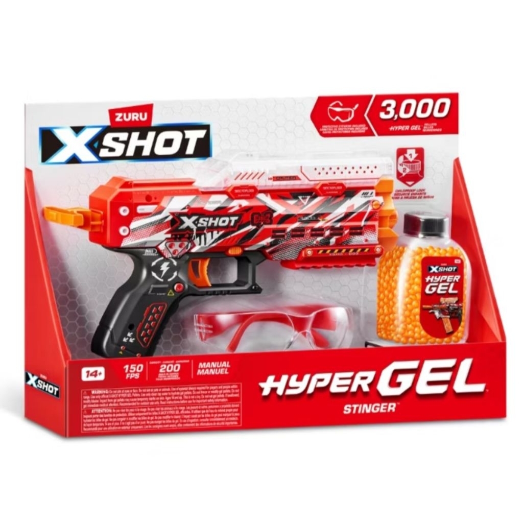 ZURU XSHOT HYPER GEL STINGER MAINAN PISTOL ANAK PELURU GEL MAINAN OUTDOOR MAINAN PERAN ANAK ORIGINAL