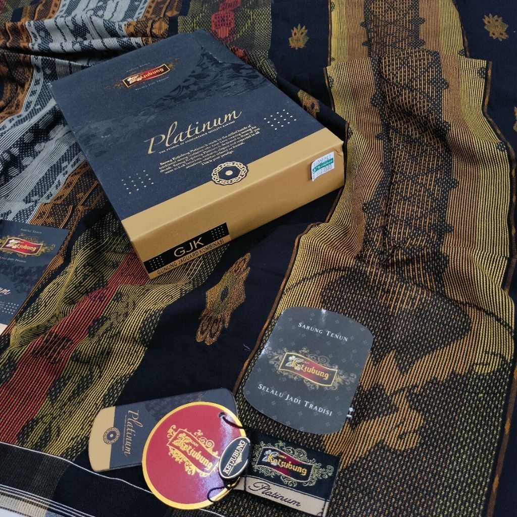 Sarung Ketjubung Platinum GJK  Gold full Songket Timbul 100% Original