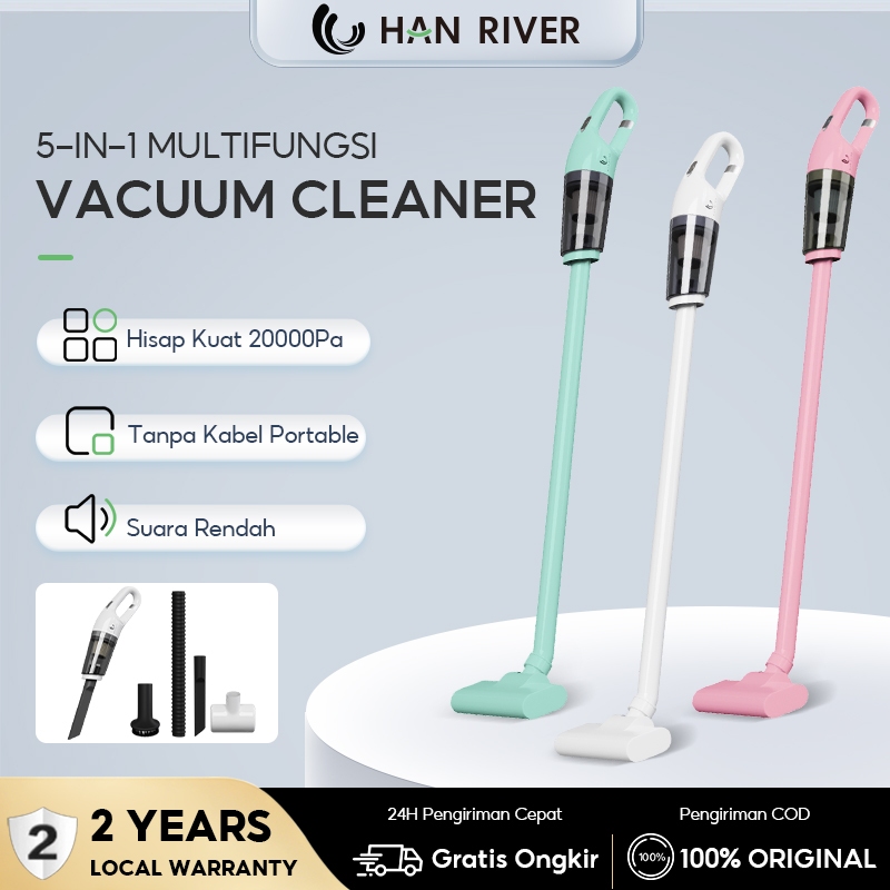 HAN RIVER Vacuum Cleaner Penyedot Debu 5in1 Cordless 20000Pa Cocok untuk mobil/slantai/karpet/kasur