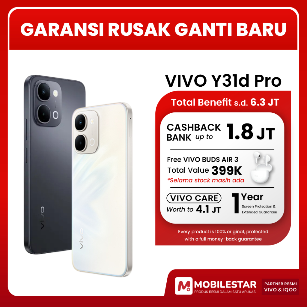 HP MURAH Vivo Y31d PRO [6+128G] [8+128G] [8+256G] | Snapdragon 6s Gen 2 4G | Baterai Jumbo 7200 mAh