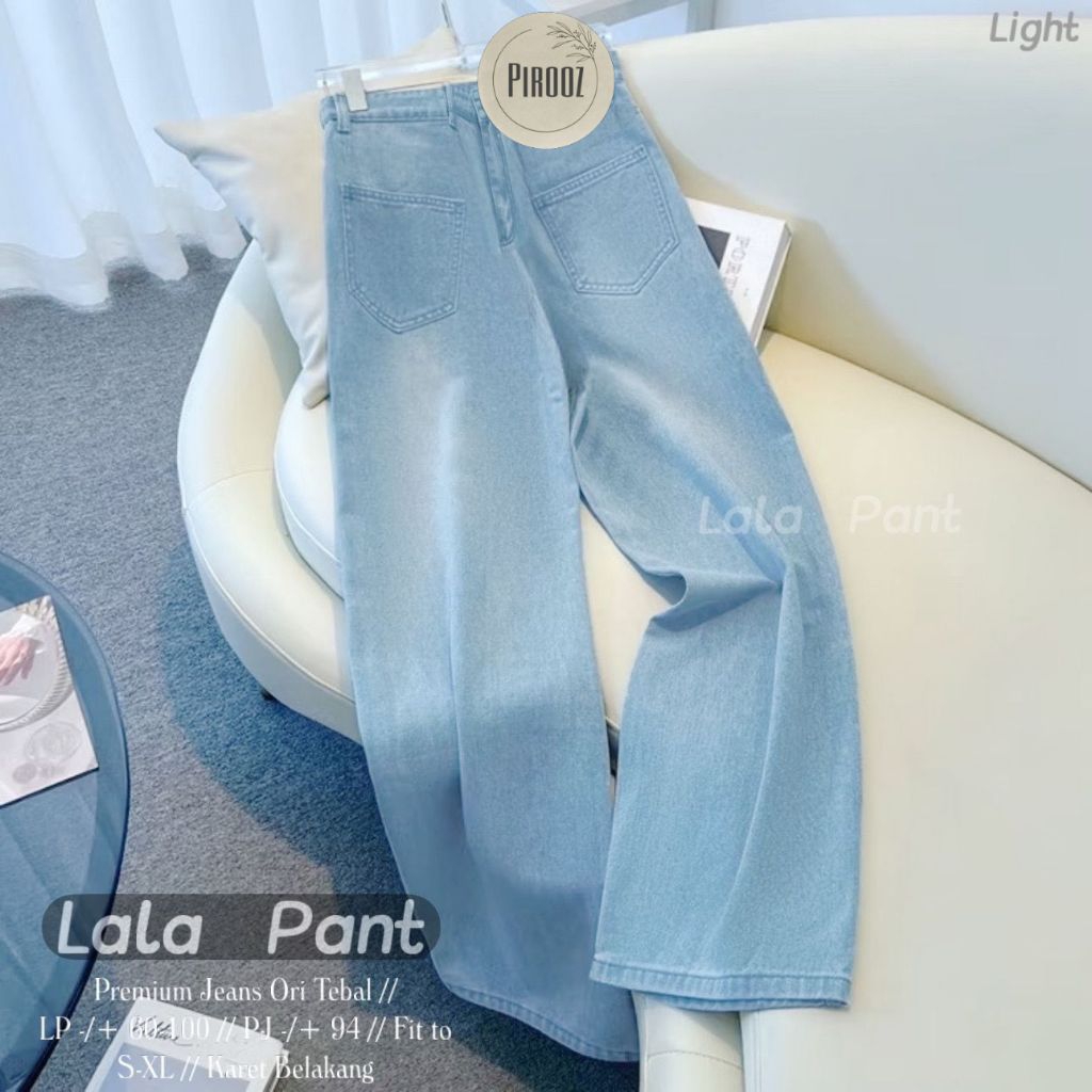 CELANA PANJANG WANITA LALA PANTS BAHAN PREMIUM JEANS KARET BELAKANG