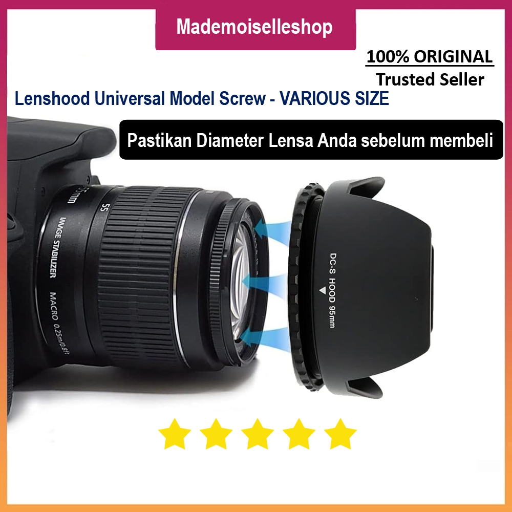 Lenshood Universal Model Flower Screw - Cocok untuk Lensa Canon - Sony - Maike - Nikon - Viltrox - F