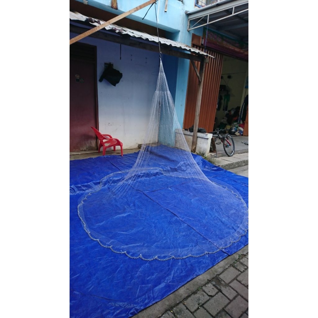 Jala ikan jala senar 2,5 meter 9 feet  jala udang, jala lempar, jala sungai lubang jari kelingking