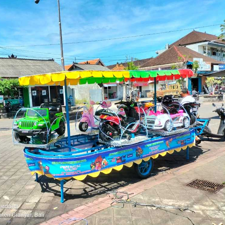 Wahana Odong-odong Gerbong Mobil Remot Lengkap LED dan Audio
