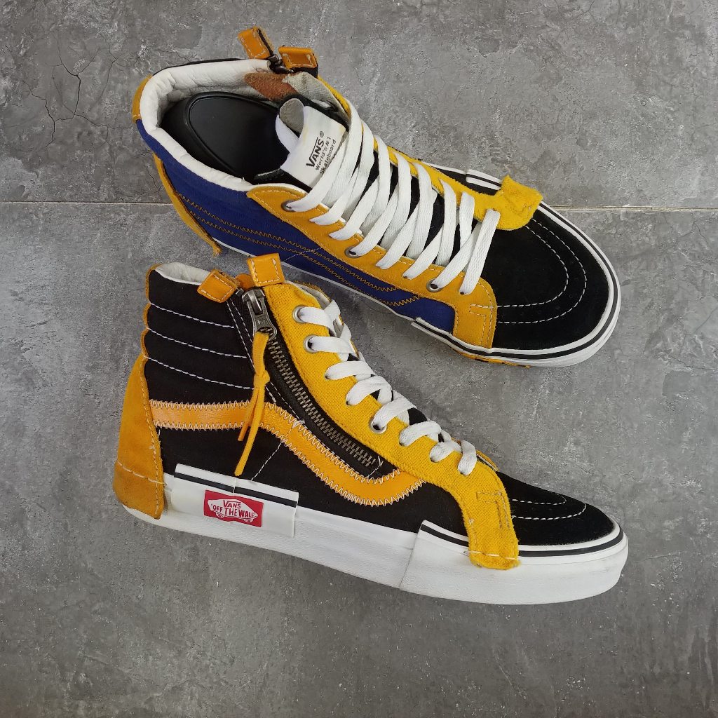 ( Size 40,5 ) Vans SK8 Hi Cut and Paste Reissue Cap Black Yellow Original