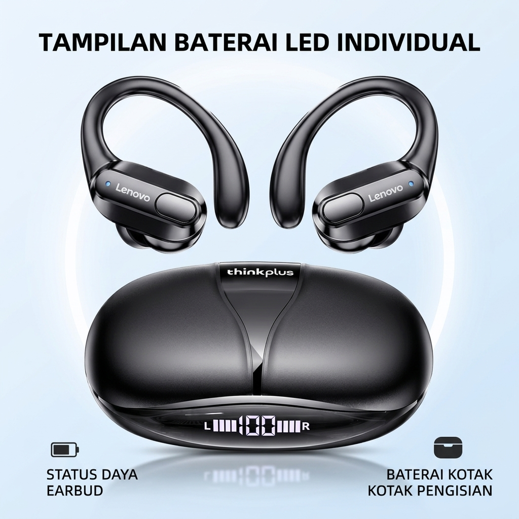 Headset Bisnis Lenovo ThinkPlus XT80 Jarak Transmisi 10m, Kualitas Suara HD, Garansi 1 Tahun