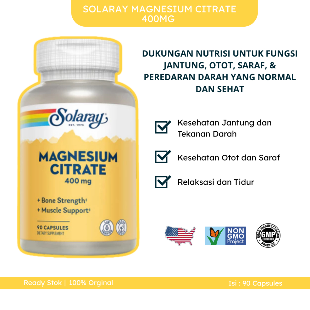 Solaray Magnesium Citrate 400mg 90 Capsules
