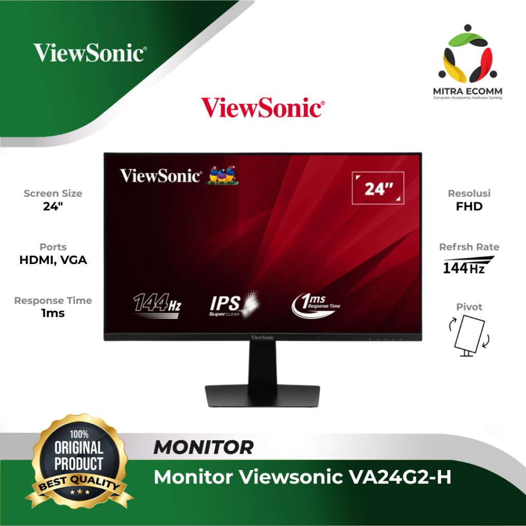 ViewSonic VA24G2-H Monitor Gaming 23.8 Inci