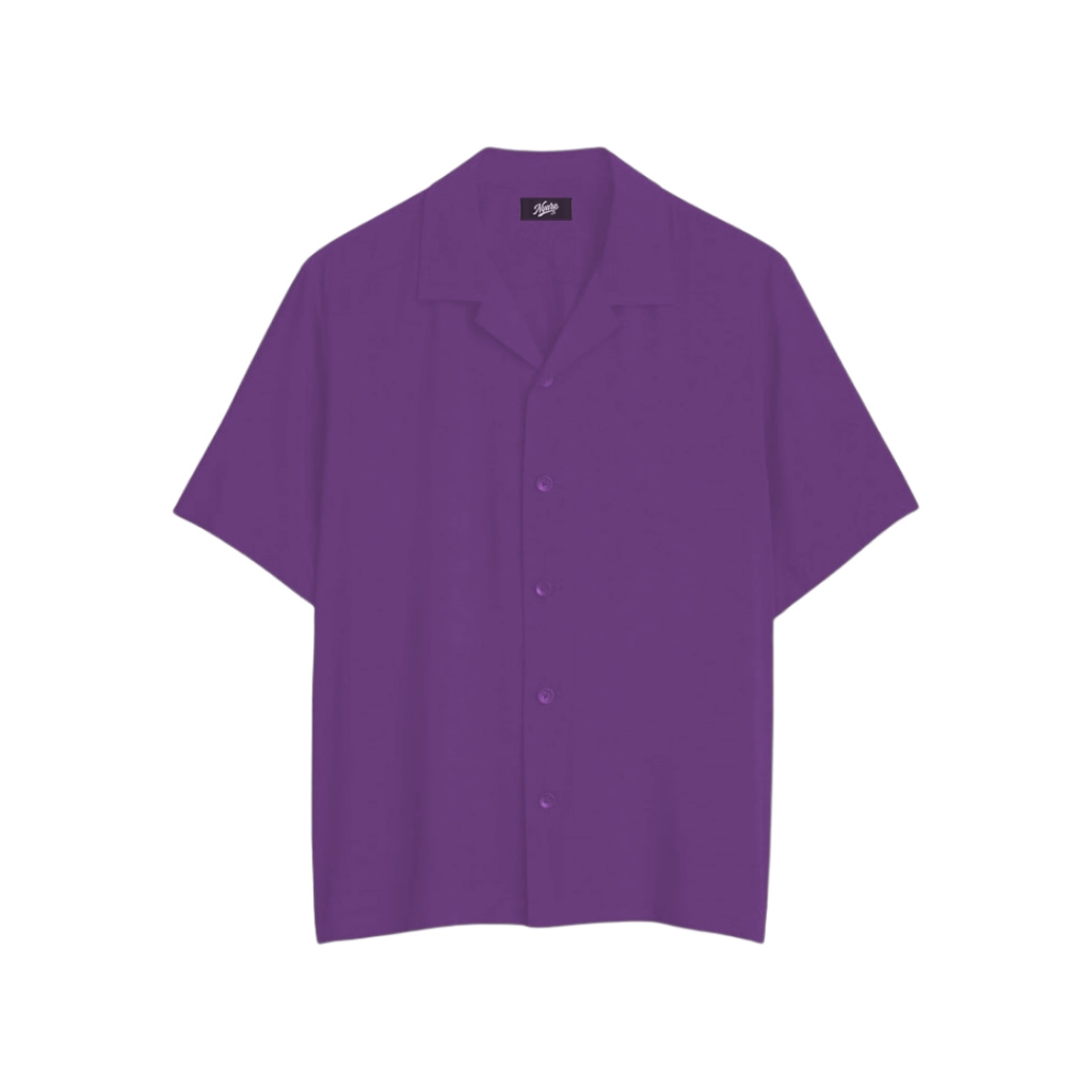 Nyara.Co Kemeja Polos Lengan Pendek Ungu Muda