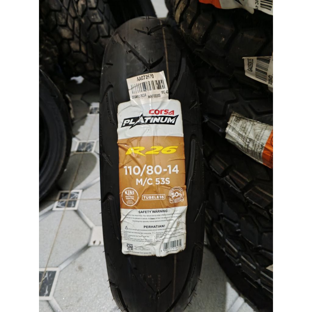 Ban Luar Merk Corsa Platinum R26 Uk.130/70-17 Uk.110/70-17 Uk.140/70-14 Uk.110/80-14 Uk.90/80-14 Unt