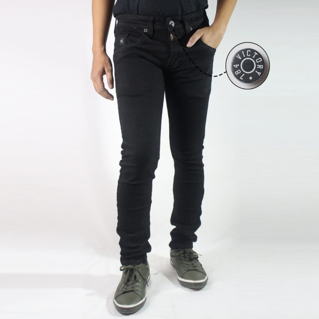 SEVEN DENIM Celana Jeans Pria Skinny-Pensil Hitam Pekat