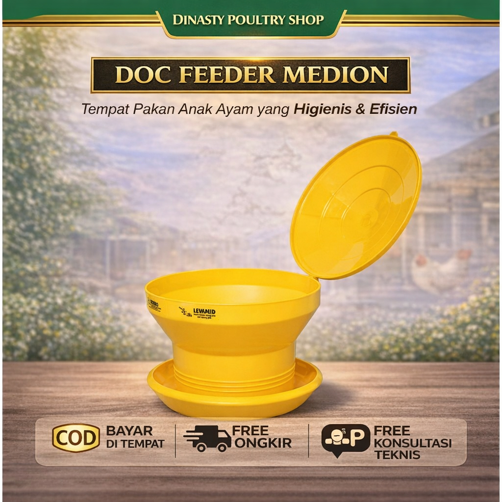 DOC Feeder Medion Full Set (Piring + Tutup + Botol) Tempat Pakan Anak Ayam DOC Original
