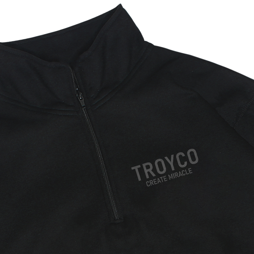 Troy Company Sweater Crewneck Half Zipper Black Miracle - Half Zip Pria Hitam HZ 2526
