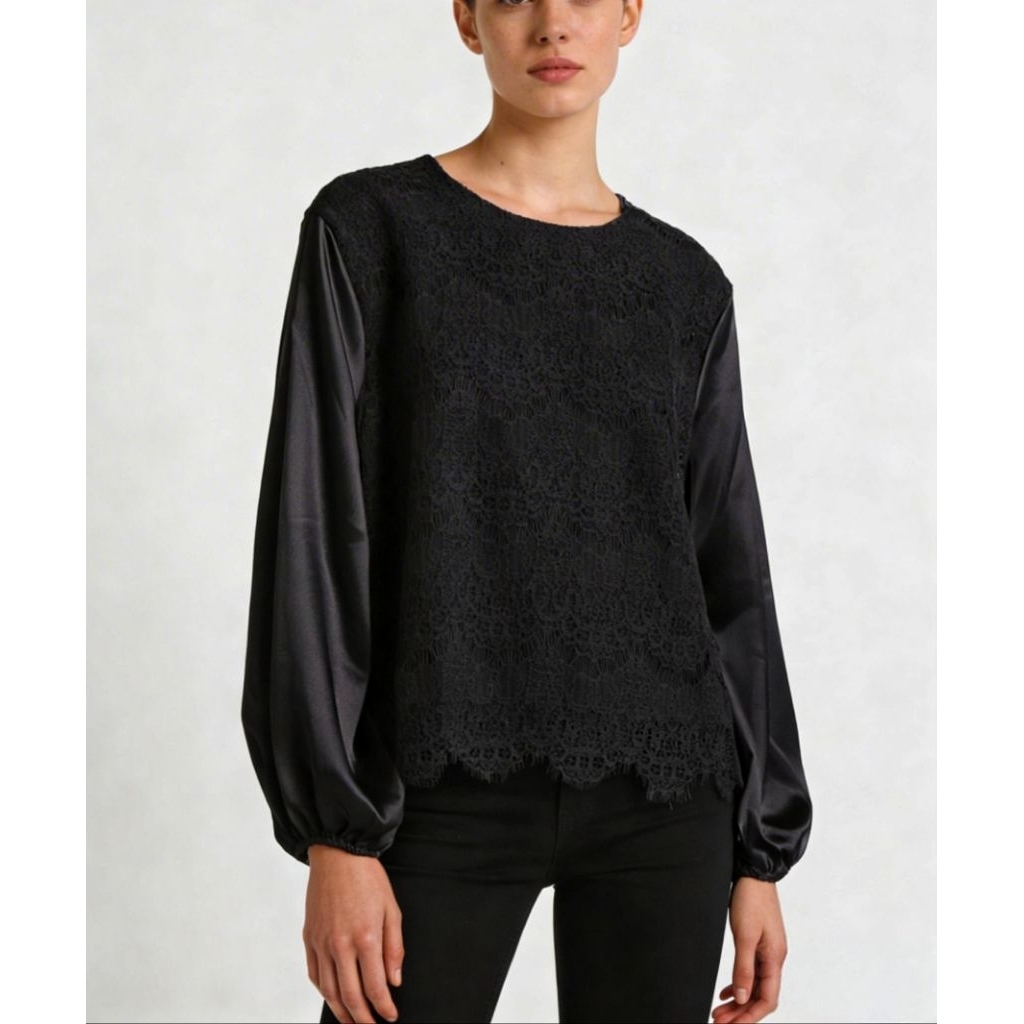 IVA TOP BLOUSE TERKINI | CRADENZA+LACE GLITTER | FASHION WANITA