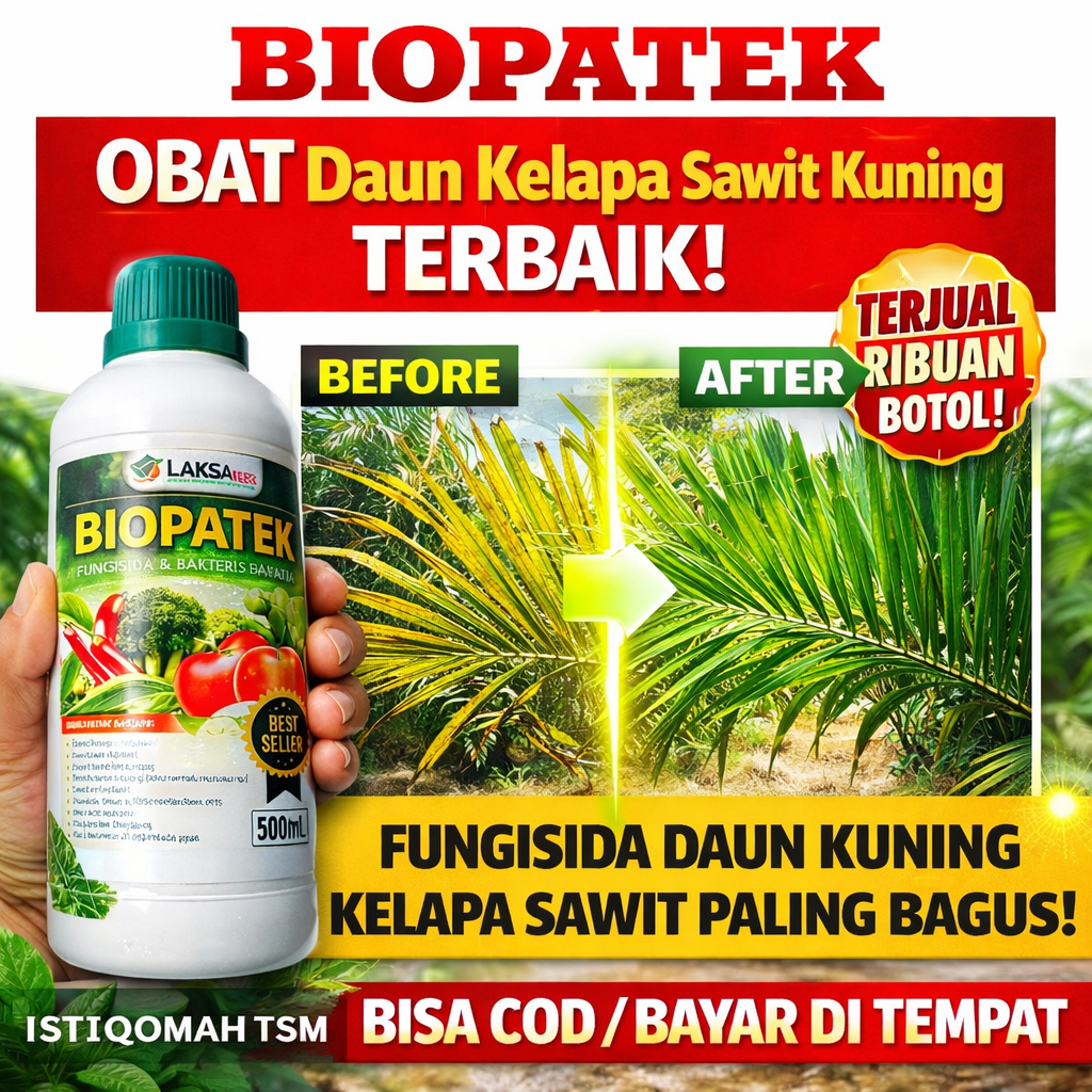 BIOPATEK Obat Penyakit Bibit Sawit Busuk Pucuk | Pupuk Organik Cair Anti Jamur & Bakteri, Atasi Daun