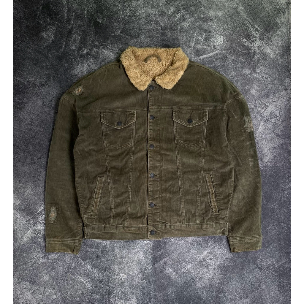 Zara Corduroy Destressed Trucker Jacket