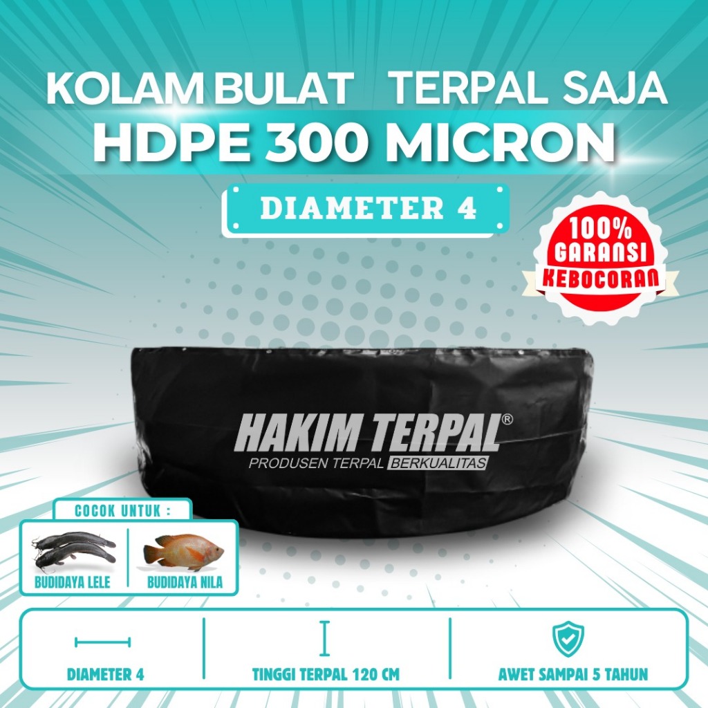 kolam bulat D4 HDPE 300 MICRON (TERPAL SAJA)