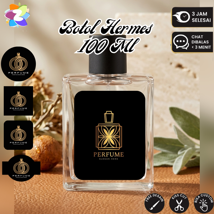 Stiker Botol Parfum Hermes 100ml Parfume Sticker Premium Label Custom Her mes Anti Minyak & Luntur