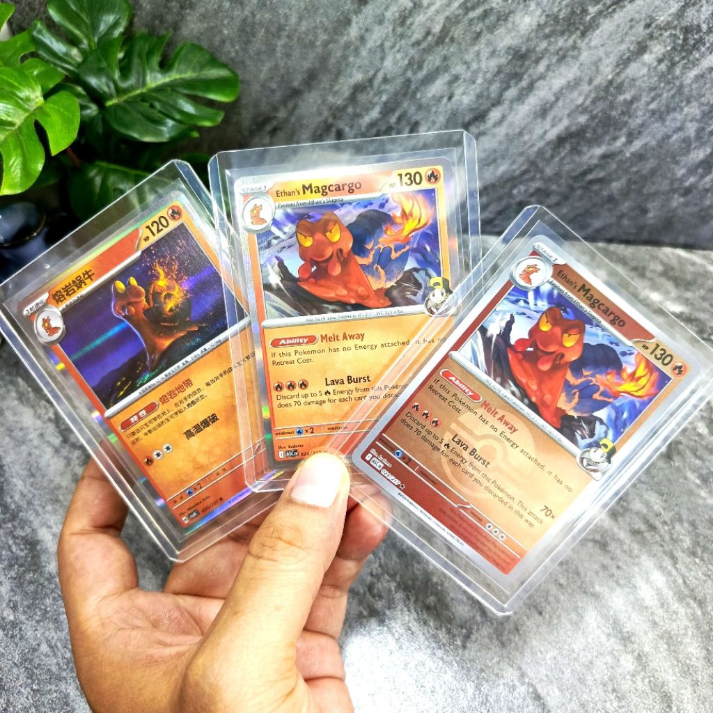 kartu pokemon original magcargo holo paket 3 kartu borongan | dapat toploader| kartu pokemon asli